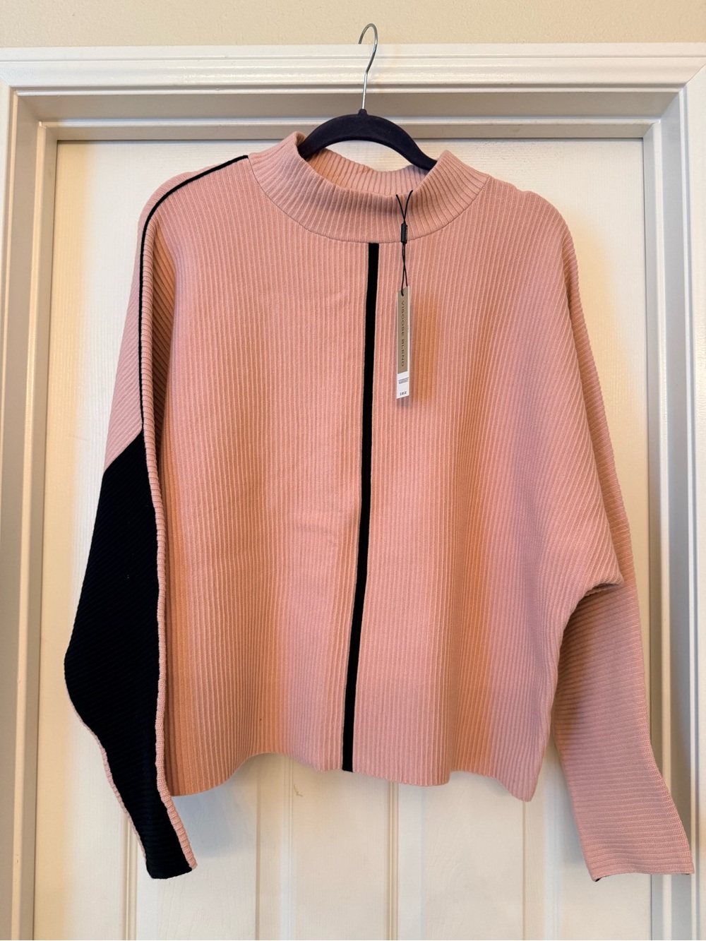 NWT T Tahari Ribbed Mock Neck Colorblock Sweater
